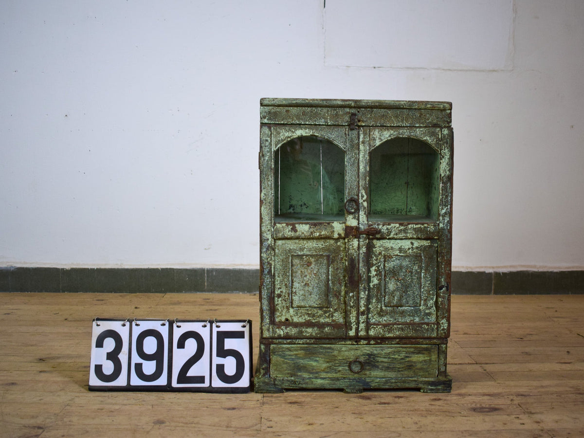 Vintage Worn Painted Rustic Cupboard Cabinet