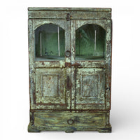 Vintage Worn Painted Rustic Cupboard Cabinet