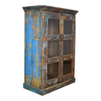 Vintage Worn Painted Rustic Cupboard Cabinet