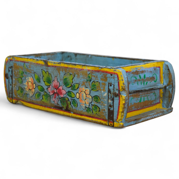 Vintage Indian Hand Painted Wooden Brick Mould Box