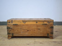Vintage Rustic Wooden Metal Bound Chest Box