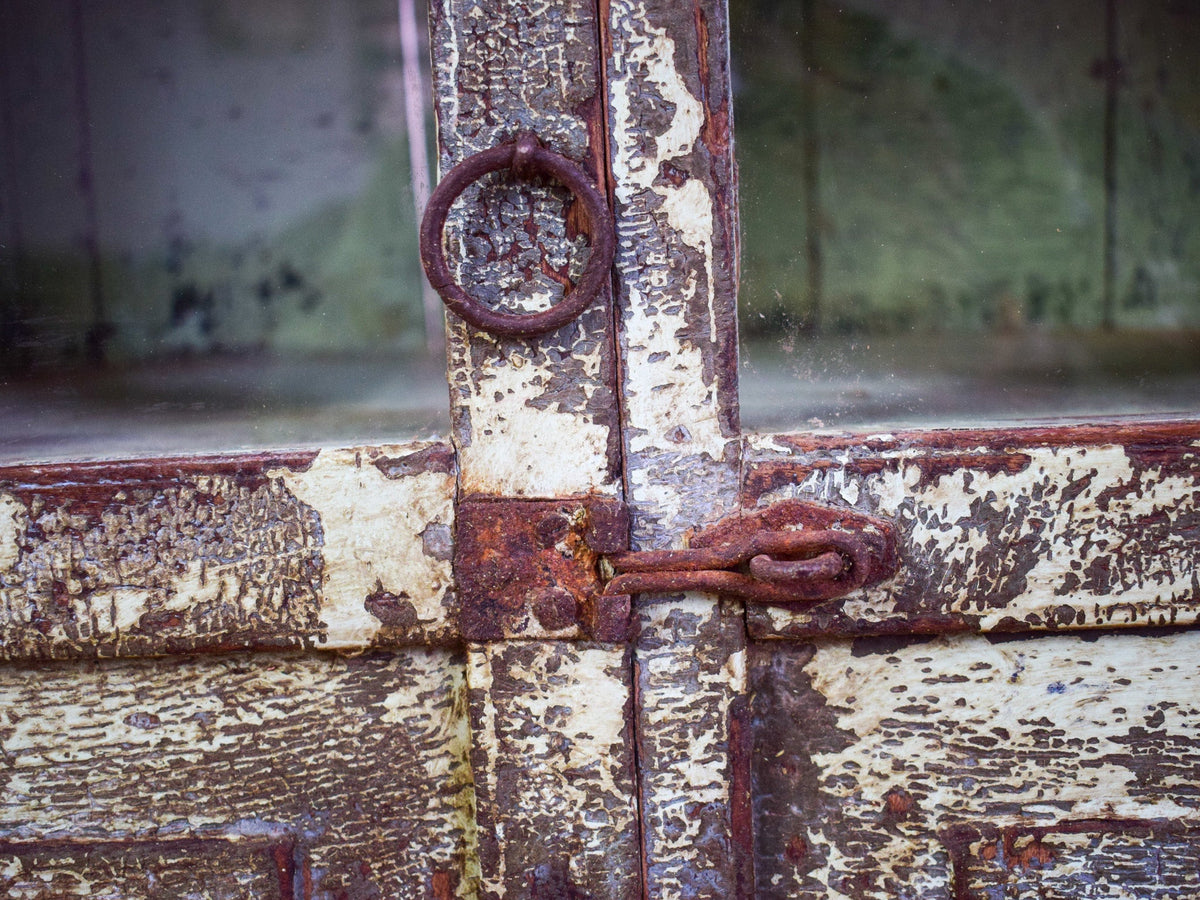 Vintage Worn Painted Rustic Cupboard Cabinet
