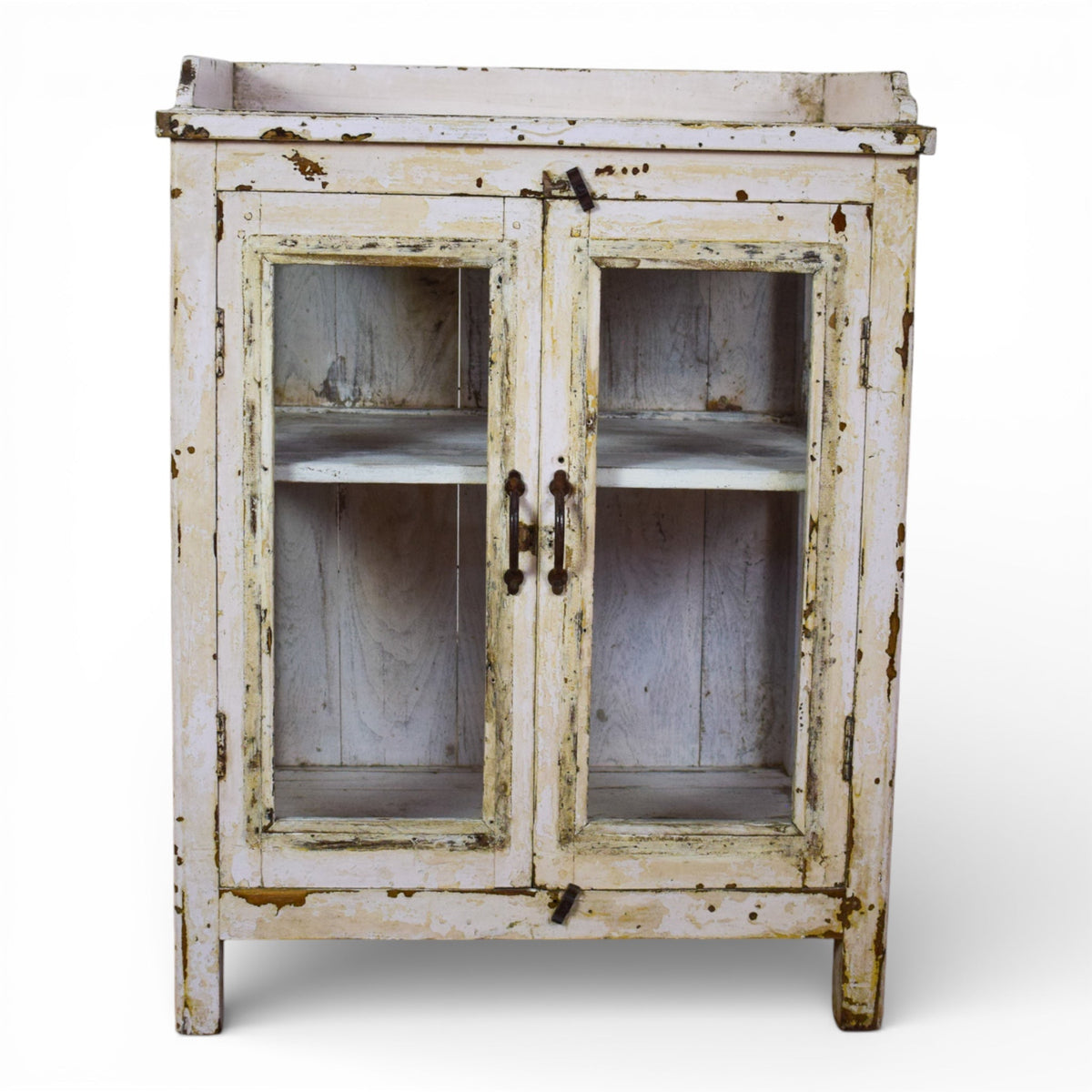 Vintage Worn Painted Rustic Cupboard Cabinet