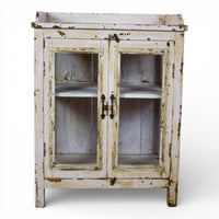 Vintage Worn Painted Rustic Cupboard Cabinet