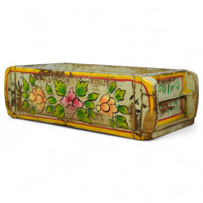 Vintage Indian Hand Painted Wooden Brick Mould Box
