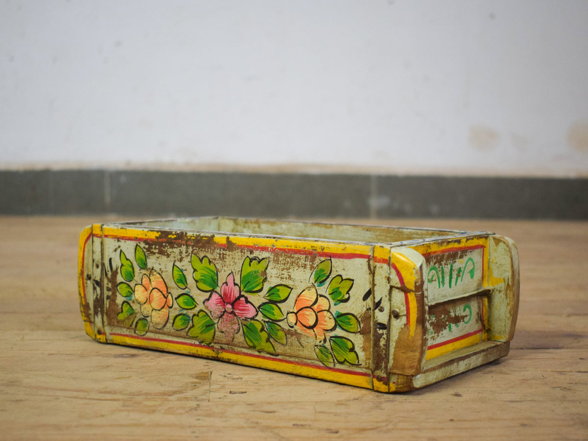Vintage Indian Hand Painted Wooden Brick Mould Box