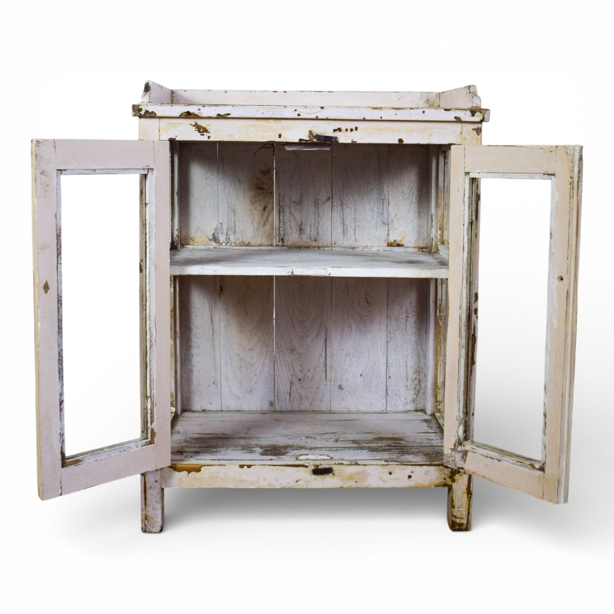 Vintage Worn Painted Rustic Cupboard Cabinet