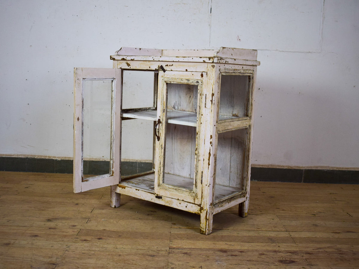 Vintage Worn Painted Rustic Cupboard Cabinet