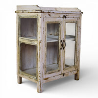 Vintage Worn Painted Rustic Cupboard Cabinet