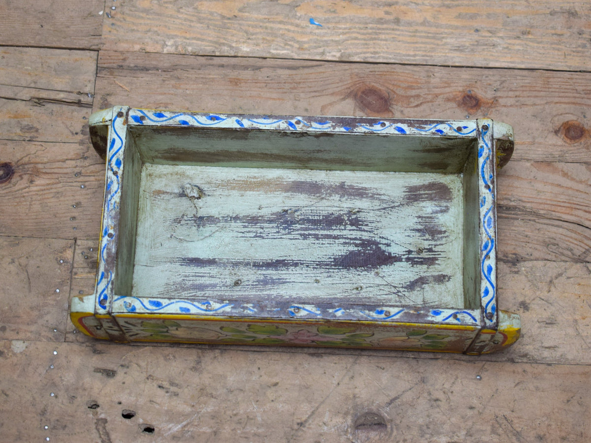 Vintage Indian Hand Painted Wooden Brick Mould Box