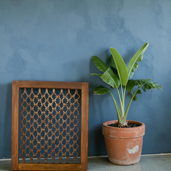 Vintage Wooden Iron Metal Indian Jali Window Frame