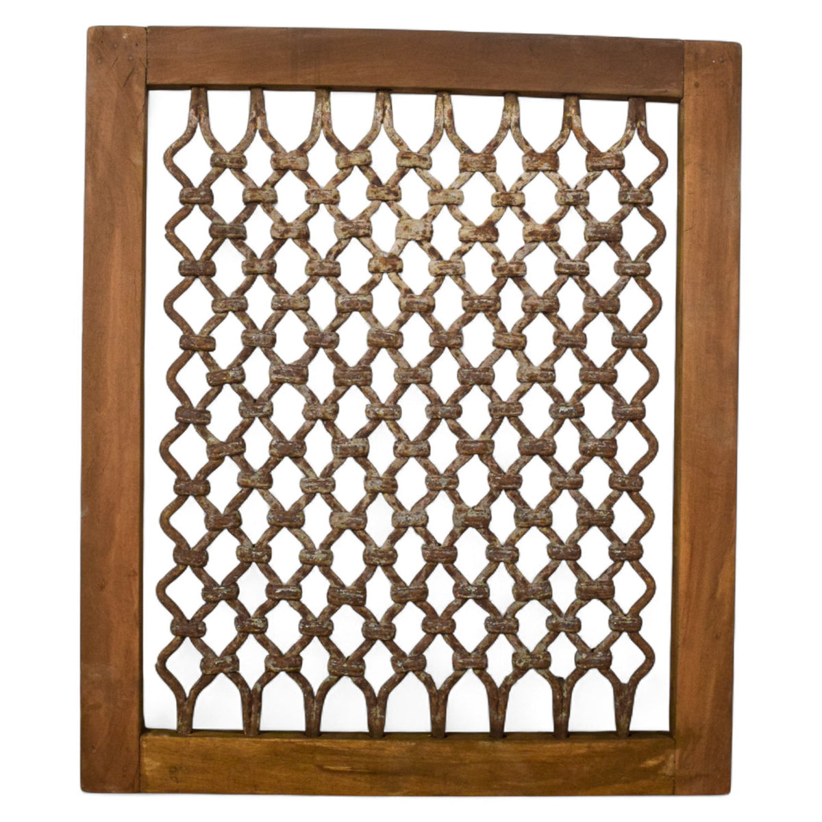 Vintage Wooden Iron Metal Indian Jali Window Frame