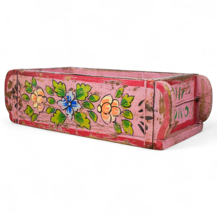 Vintage Indian Hand Painted Wooden Brick Mould Box