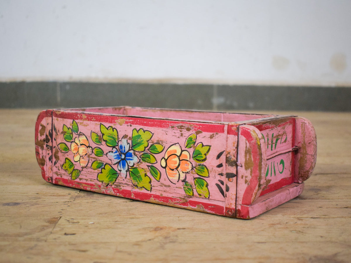 Vintage Indian Hand Painted Wooden Brick Mould Box