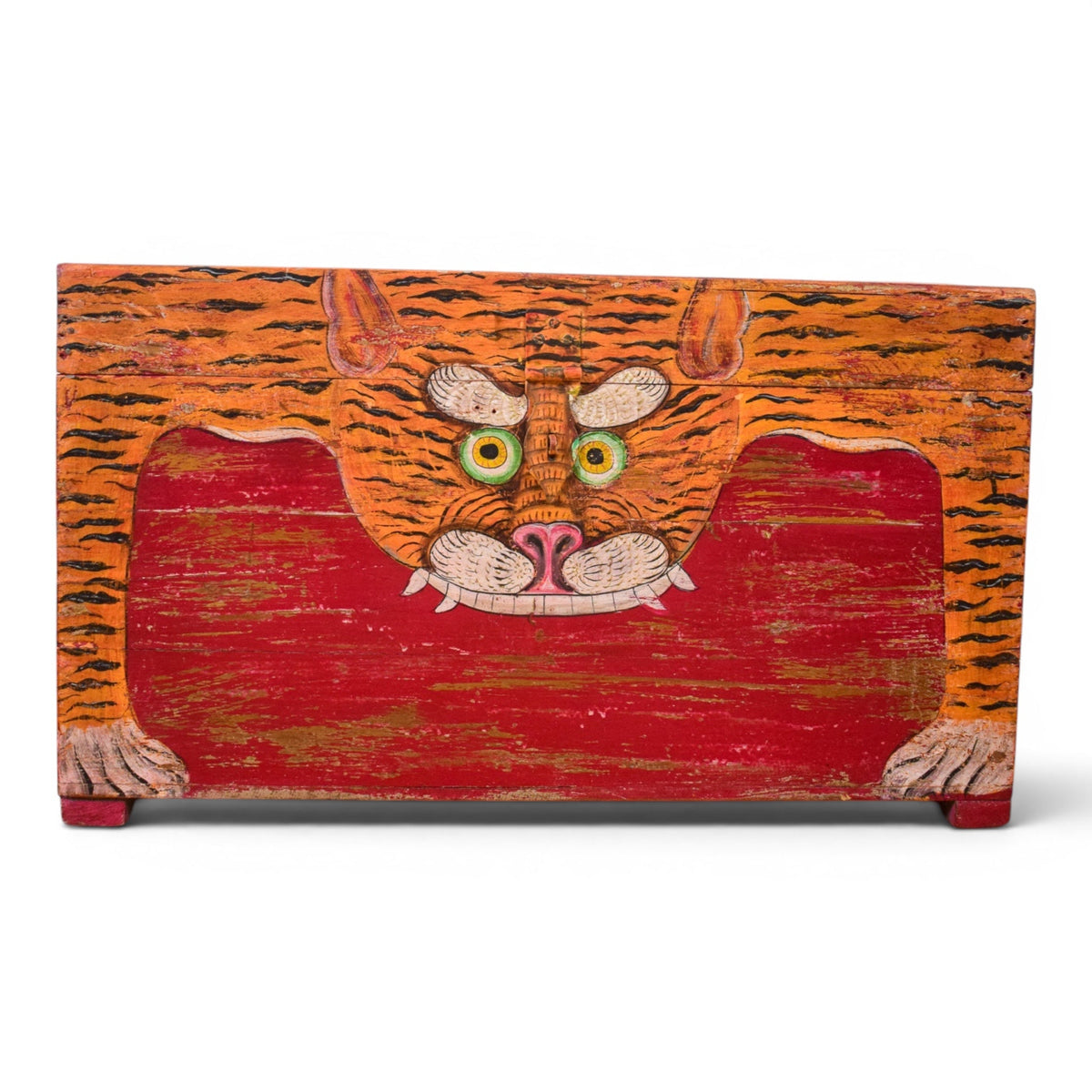 Hand Painted Vintage Chest Trunk Box Tiger