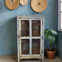 Vintage Worn Painted Rustic Cupboard Cabinet