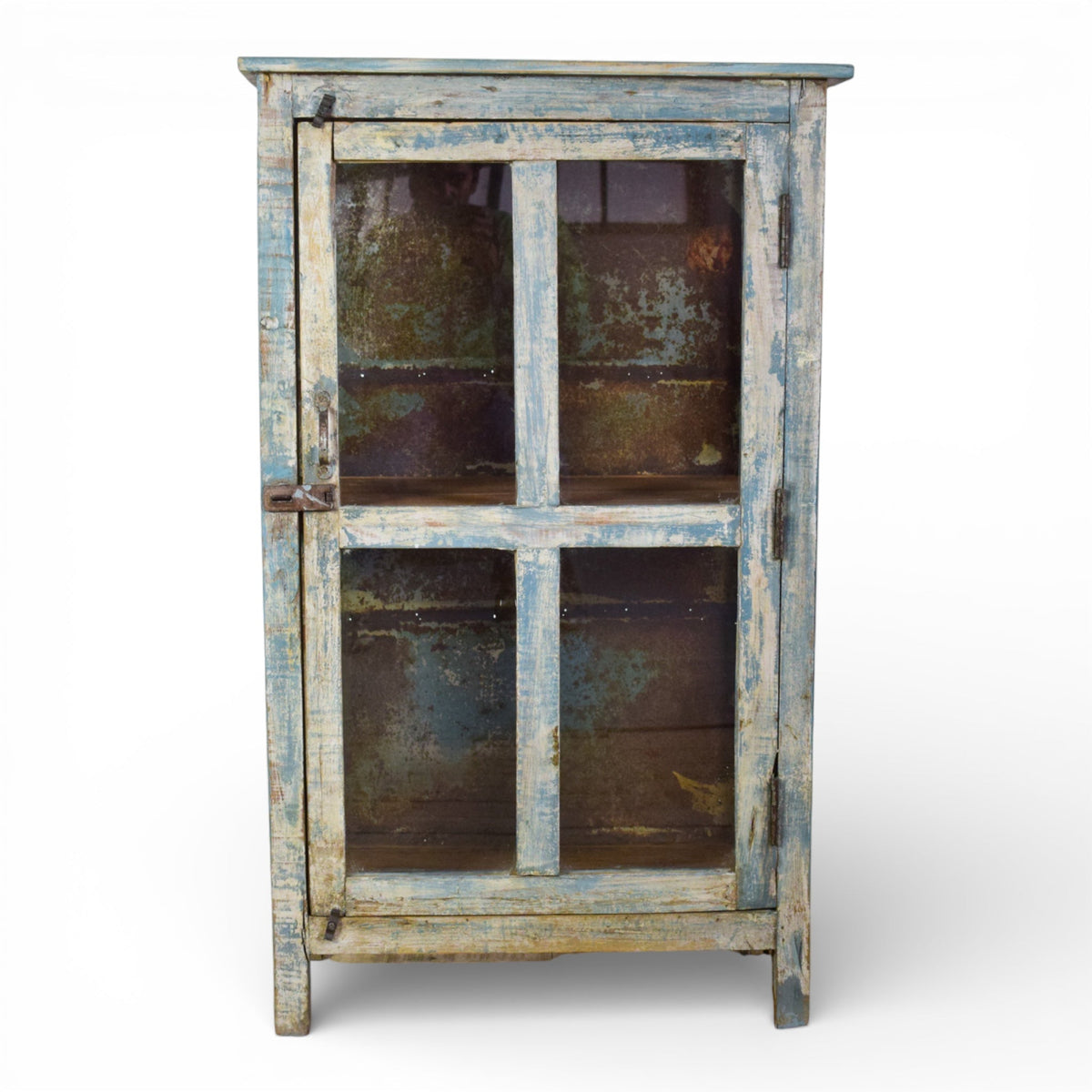 Vintage Worn Painted Rustic Cupboard Cabinet