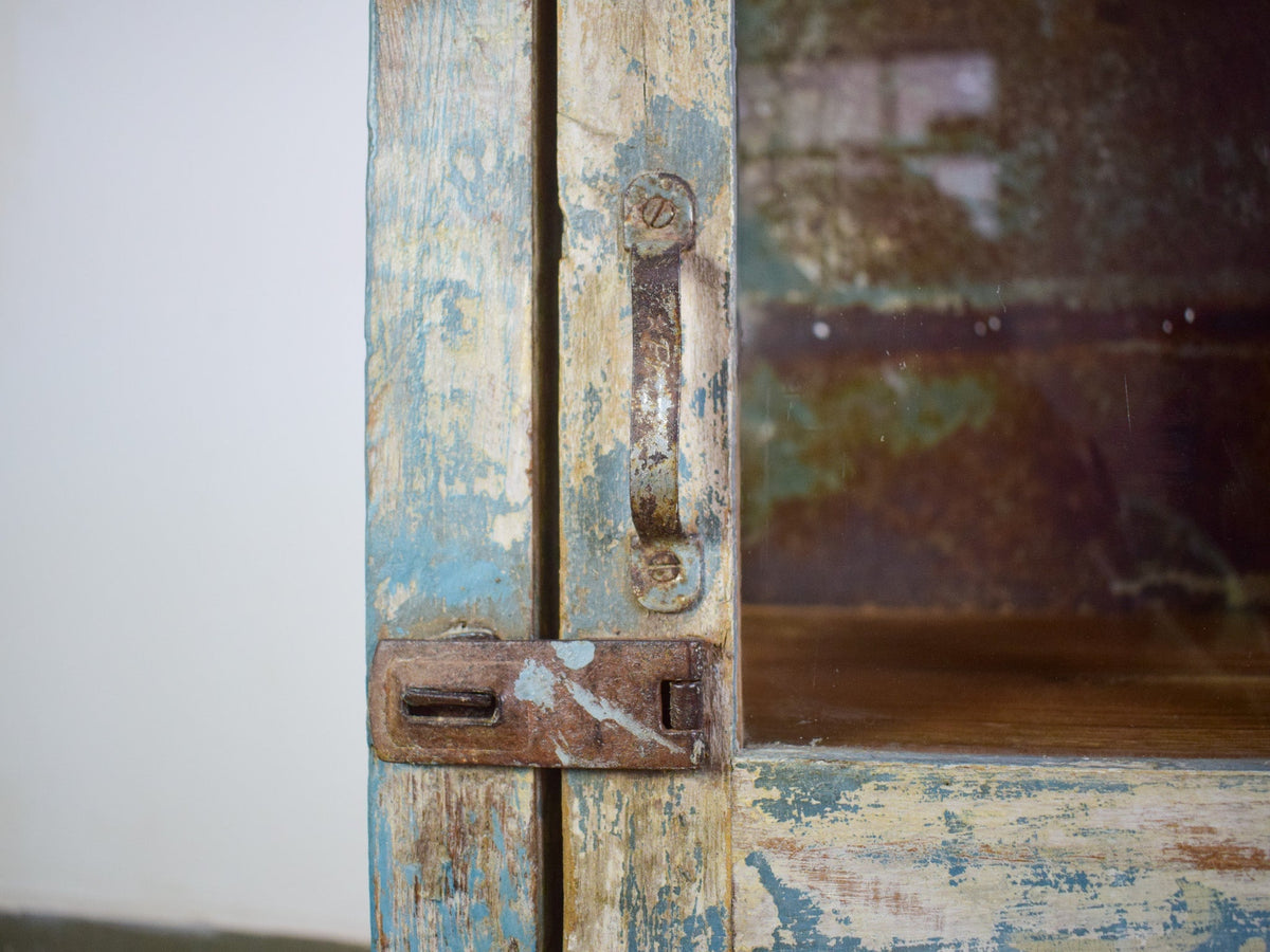 Vintage Worn Painted Rustic Cupboard Cabinet