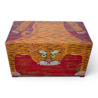 Hand Painted Vintage Chest Trunk Box Tiger