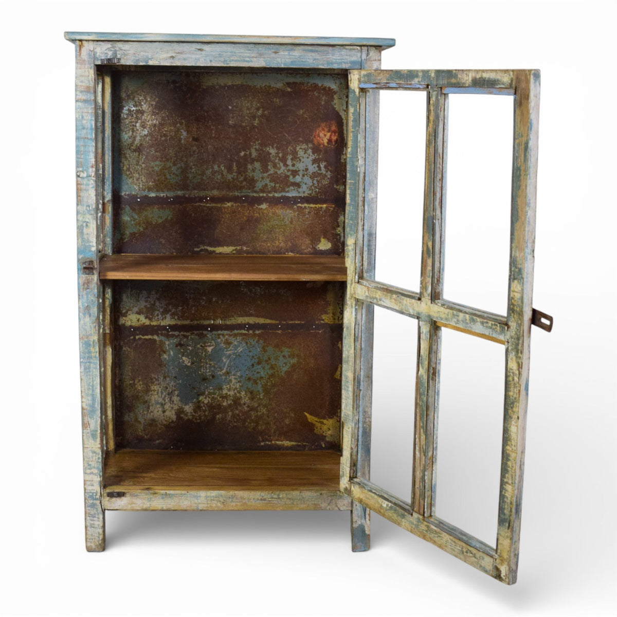 Vintage Worn Painted Rustic Cupboard Cabinet