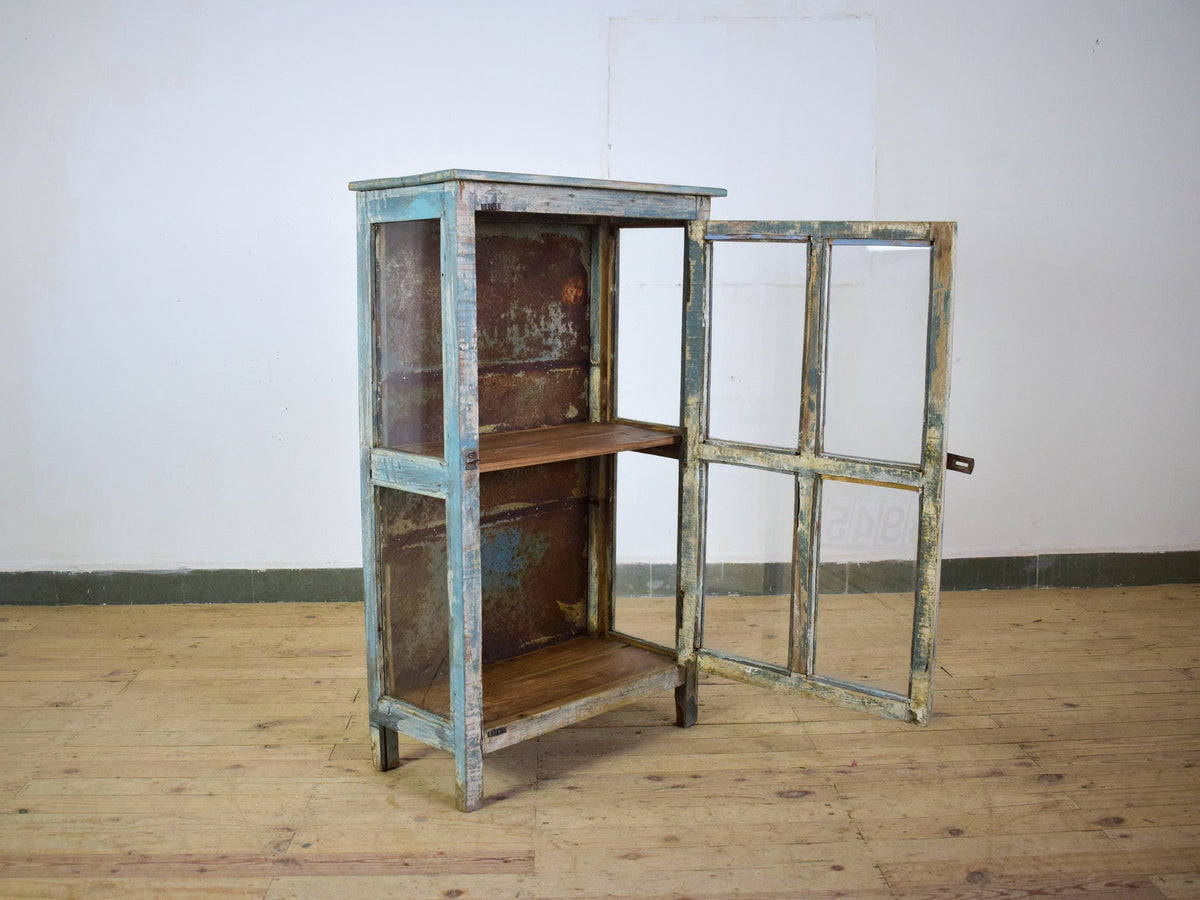 Vintage Worn Painted Rustic Cupboard Cabinet