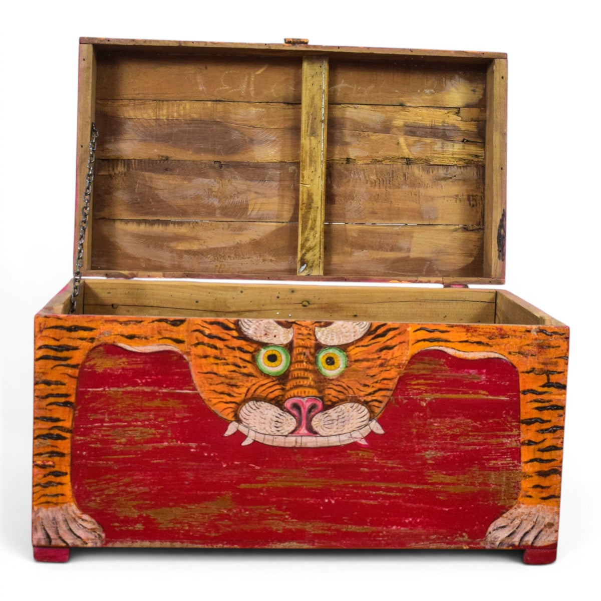 Hand Painted Vintage Chest Trunk Box Tiger