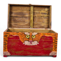 Hand Painted Vintage Chest Trunk Box Tiger
