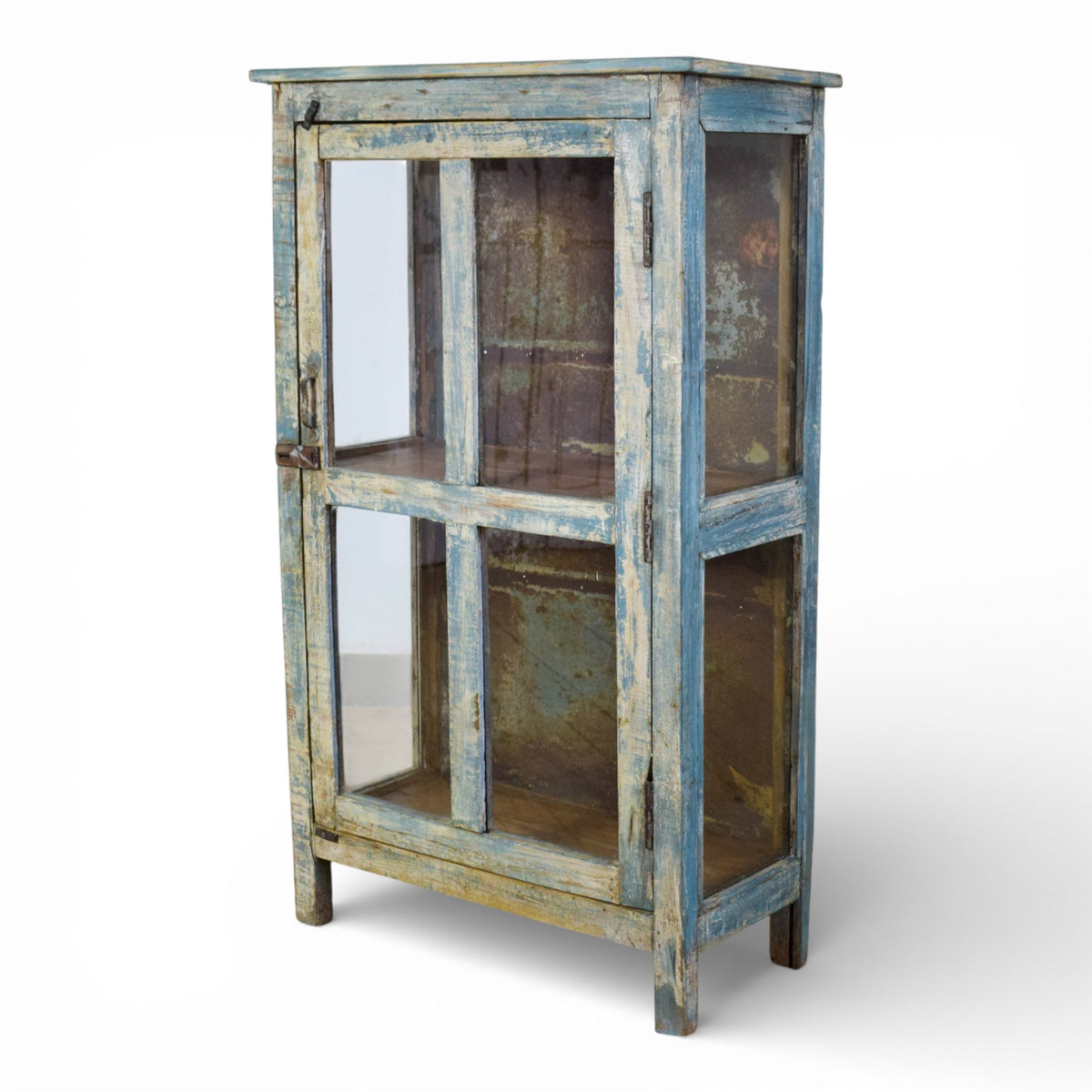 Vintage Worn Painted Rustic Cupboard Cabinet