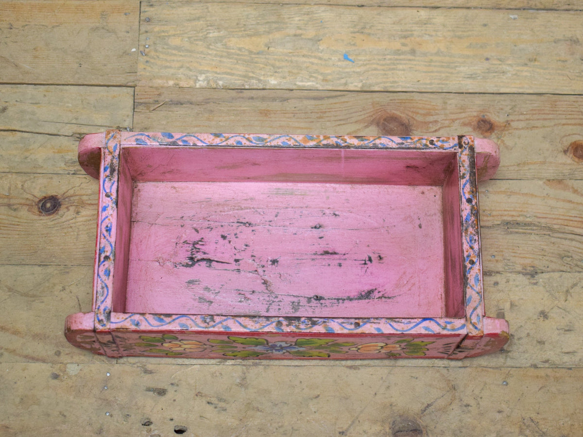 Vintage Indian Hand Painted Wooden Brick Mould Box