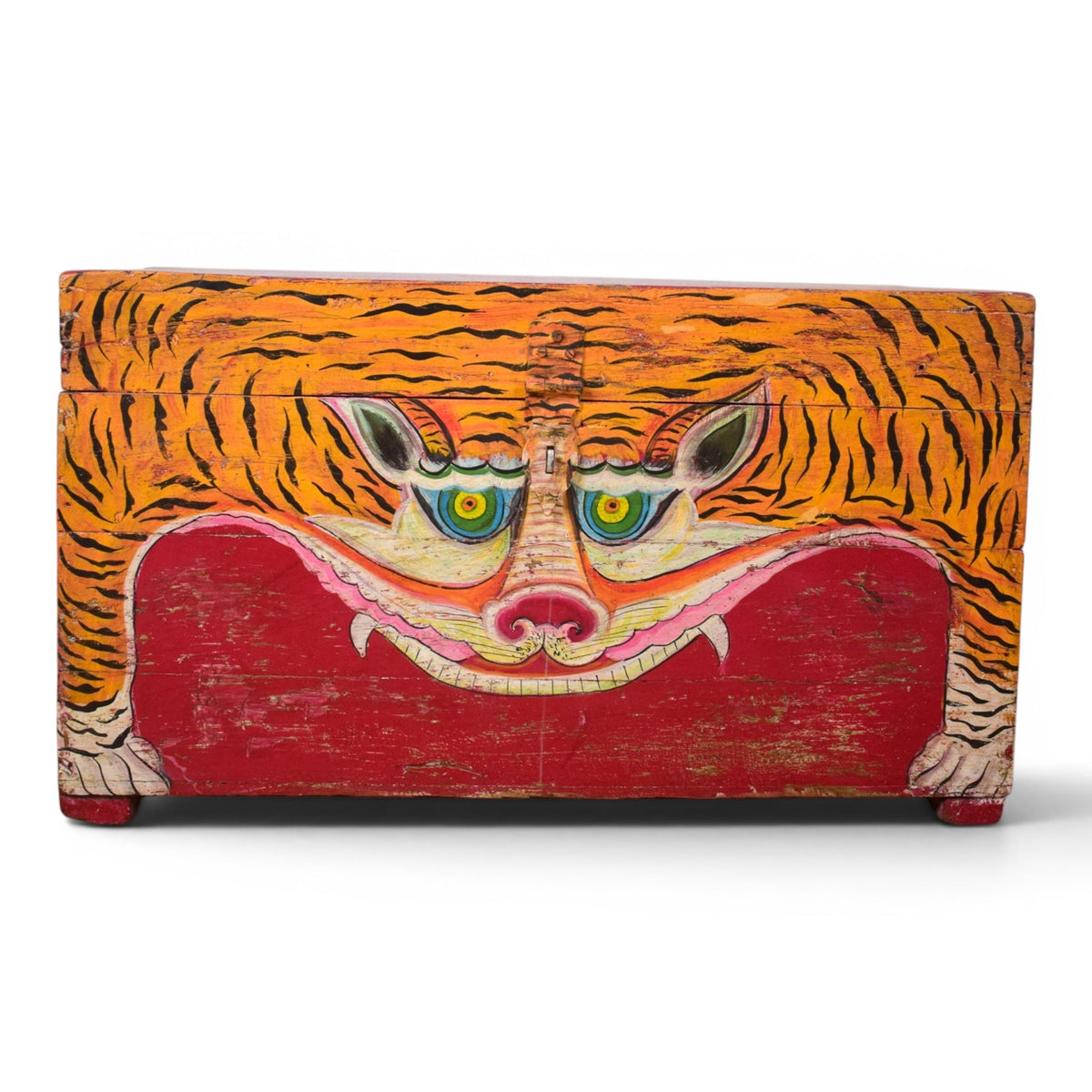 Hand Painted Vintage Chest Trunk Box Tiger
