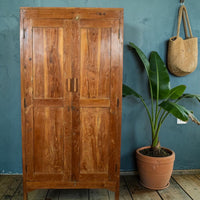 Vintage Large Wooden Rustic Cupboard Cabinet With Fitted Interior
