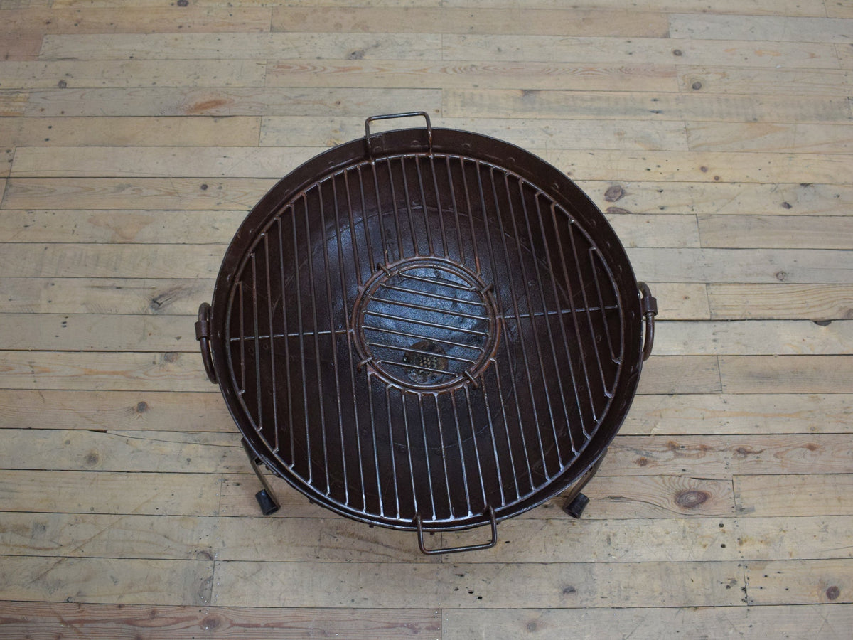 Hand Made Reclaimed Metal Kadai Fire Bowl Pit with Stand & Grill - 60cm