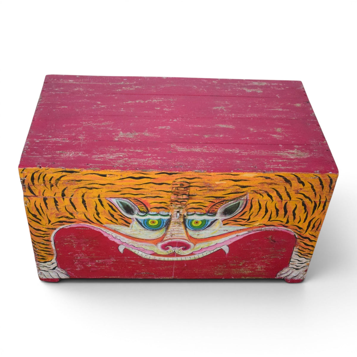 Hand Painted Vintage Chest Trunk Box Tiger
