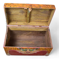 Hand Painted Vintage Chest Trunk Box Tiger