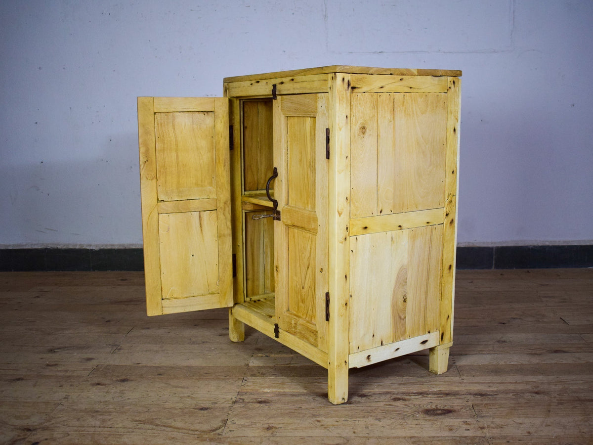 Vintage Rustic Bleached Wood Cupboard Cabinet Storage