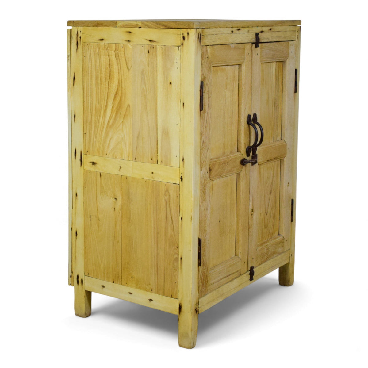 Vintage Rustic Bleached Wood Cupboard Cabinet Storage