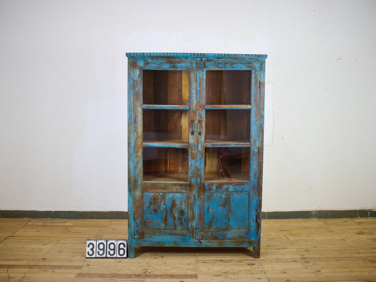 Vintage Wooden Rustic Painted Cupboard Cabinet