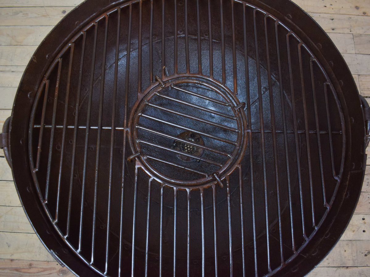 Hand Made Reclaimed Metal Kadai Fire Bowl Pit with Stand & Grill - 60cm