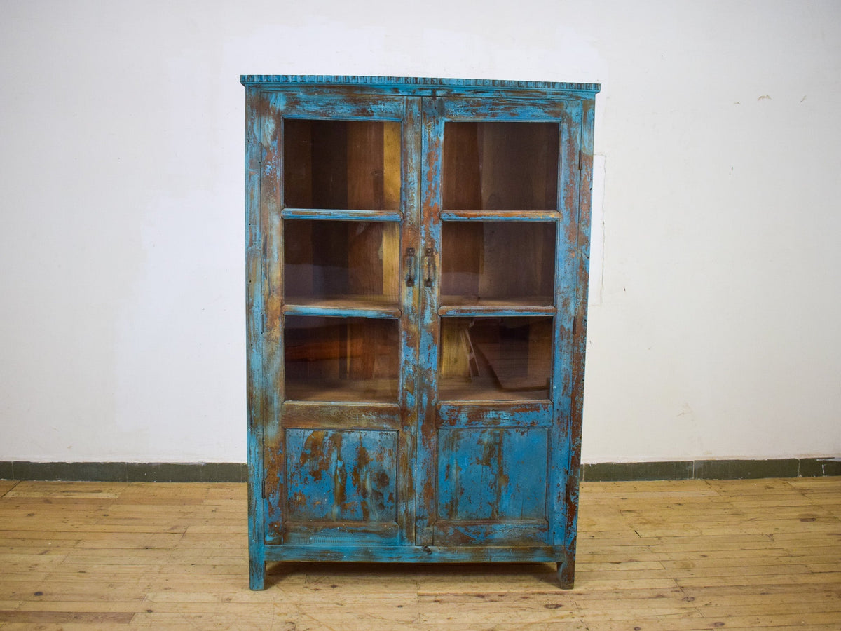 Vintage Wooden Rustic Painted Cupboard Cabinet