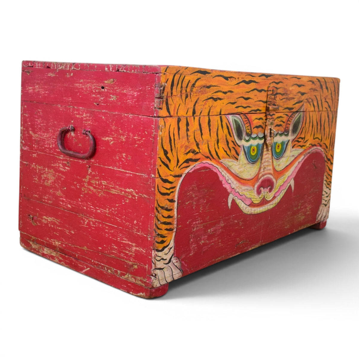Hand Painted Vintage Chest Trunk Box Tiger
