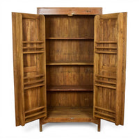 Vintage Large Wooden Rustic Cupboard Cabinet With Fitted Interior