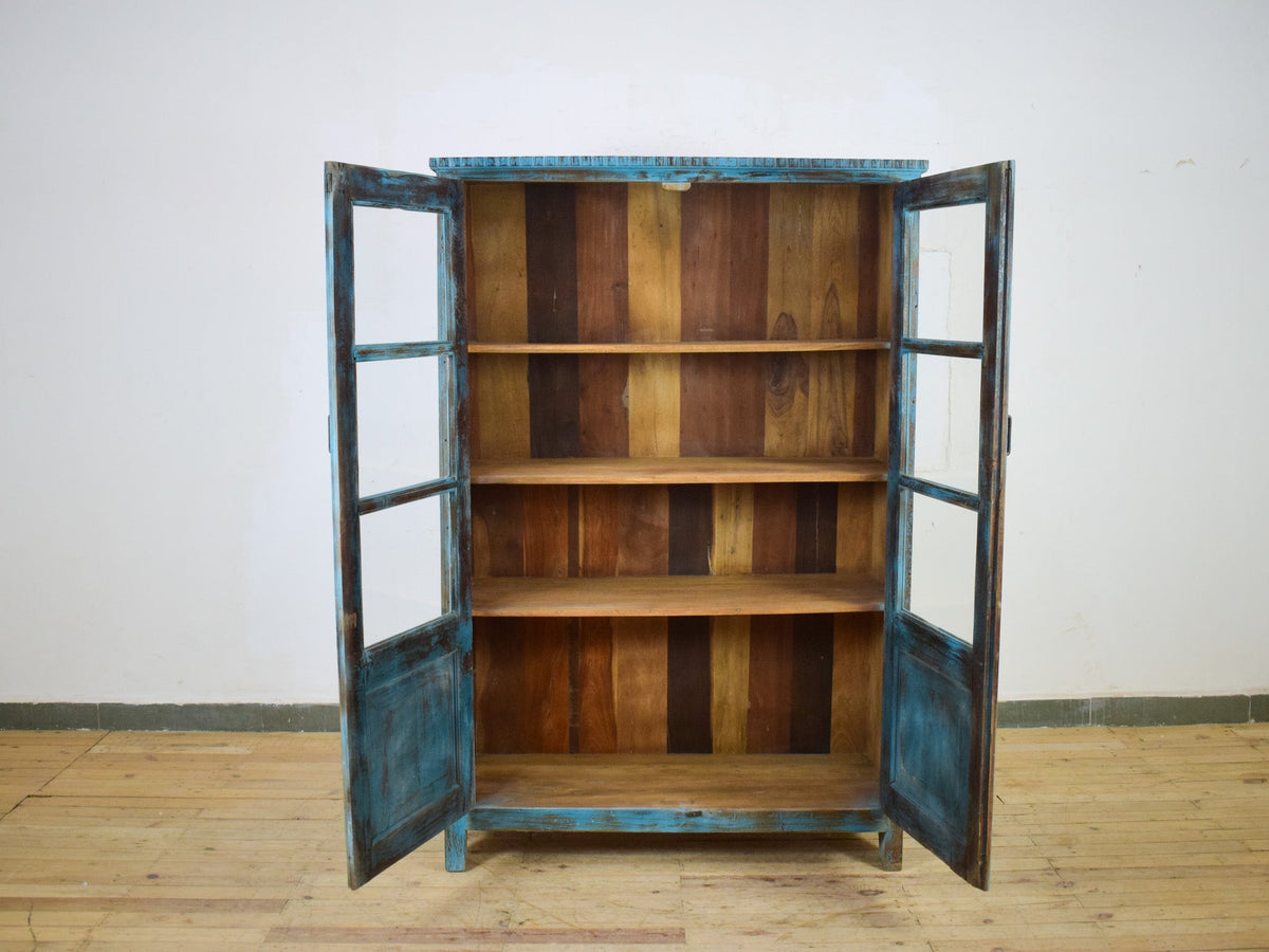 Vintage Wooden Rustic Painted Cupboard Cabinet