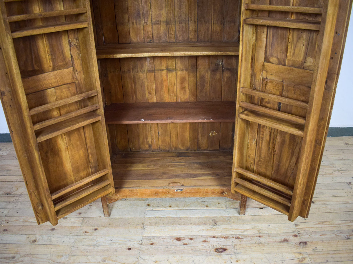 Vintage Large Wooden Rustic Cupboard Cabinet With Fitted Interior