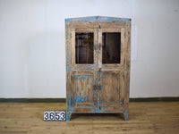 Vintage Worn Painted Rustic Cupboard Cabinet