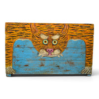 Hand Painted Vintage Chest Trunk Box Tiger