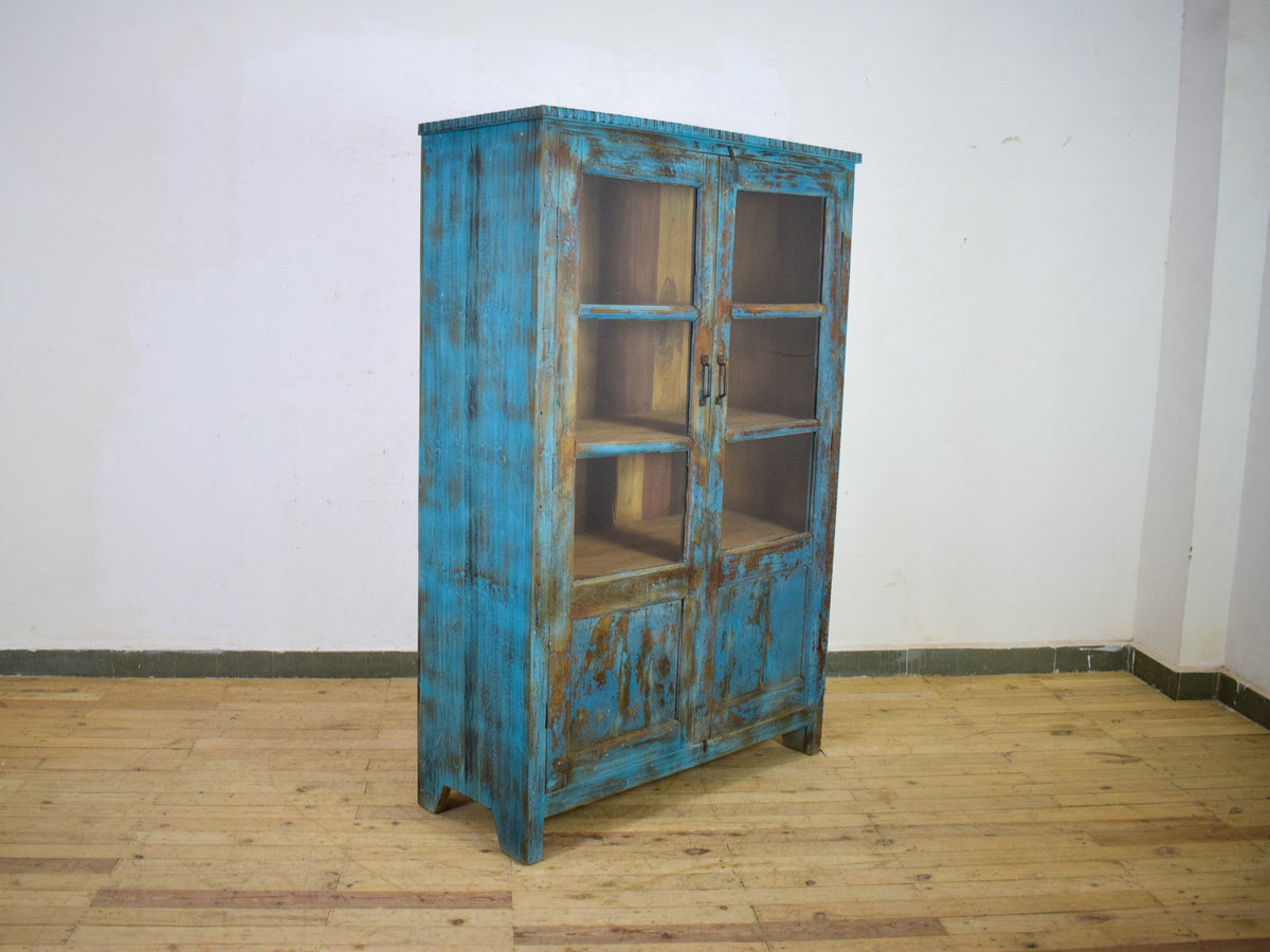 Vintage Wooden Rustic Painted Cupboard Cabinet