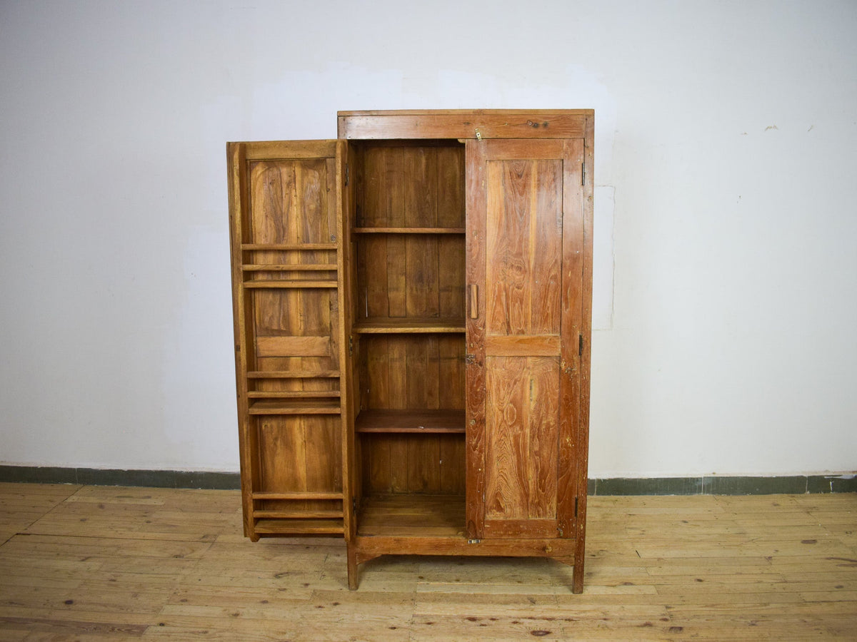 Vintage Large Wooden Rustic Cupboard Cabinet With Fitted Interior