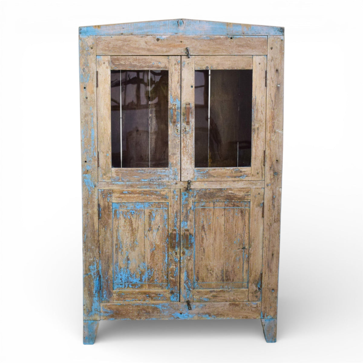 Vintage Worn Painted Rustic Cupboard Cabinet