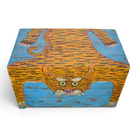 Hand Painted Vintage Chest Trunk Box Tiger