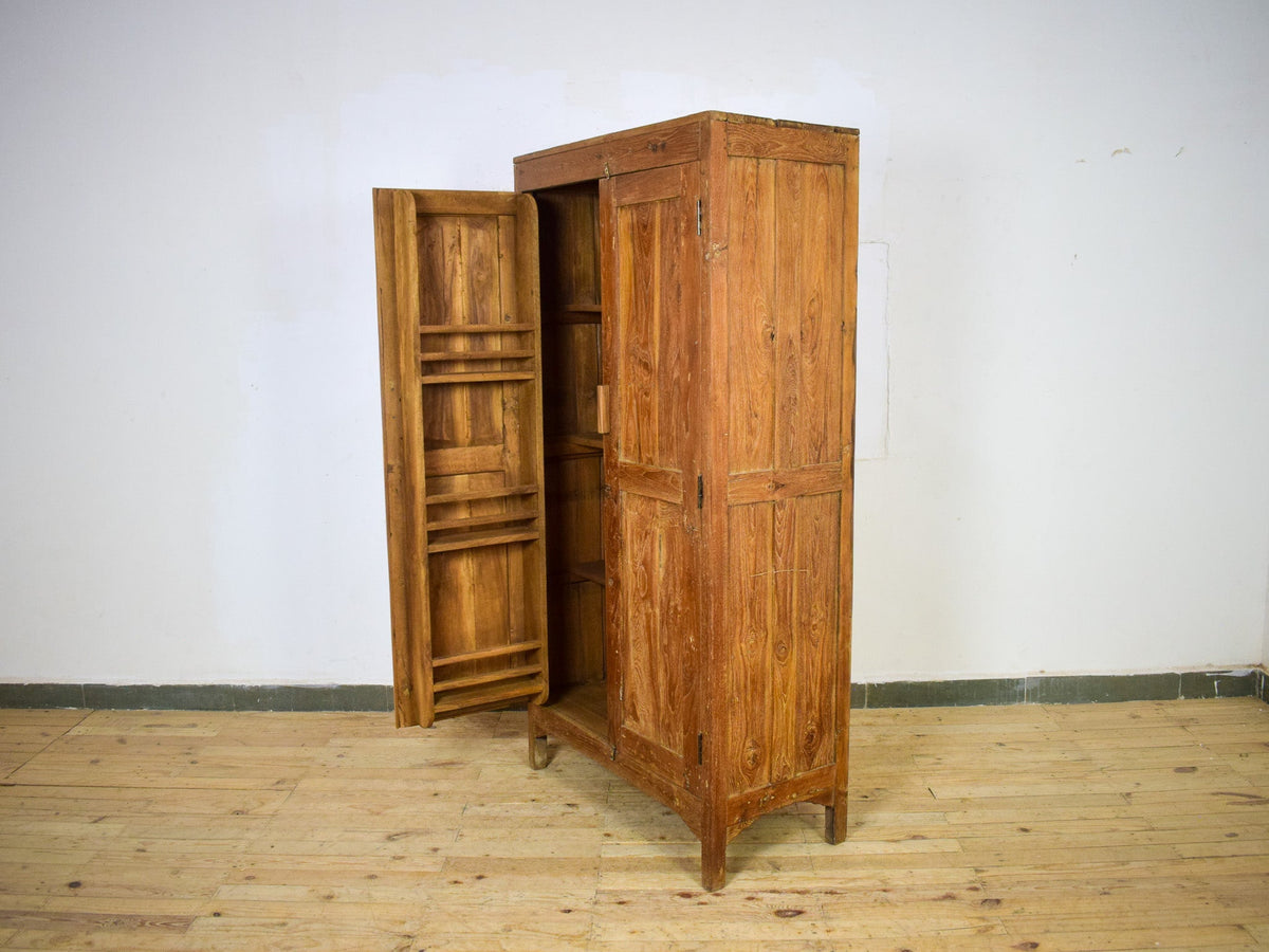 Vintage Large Wooden Rustic Cupboard Cabinet With Fitted Interior